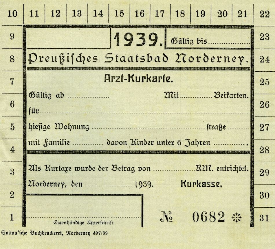 Arzt-Kurkarte 1939