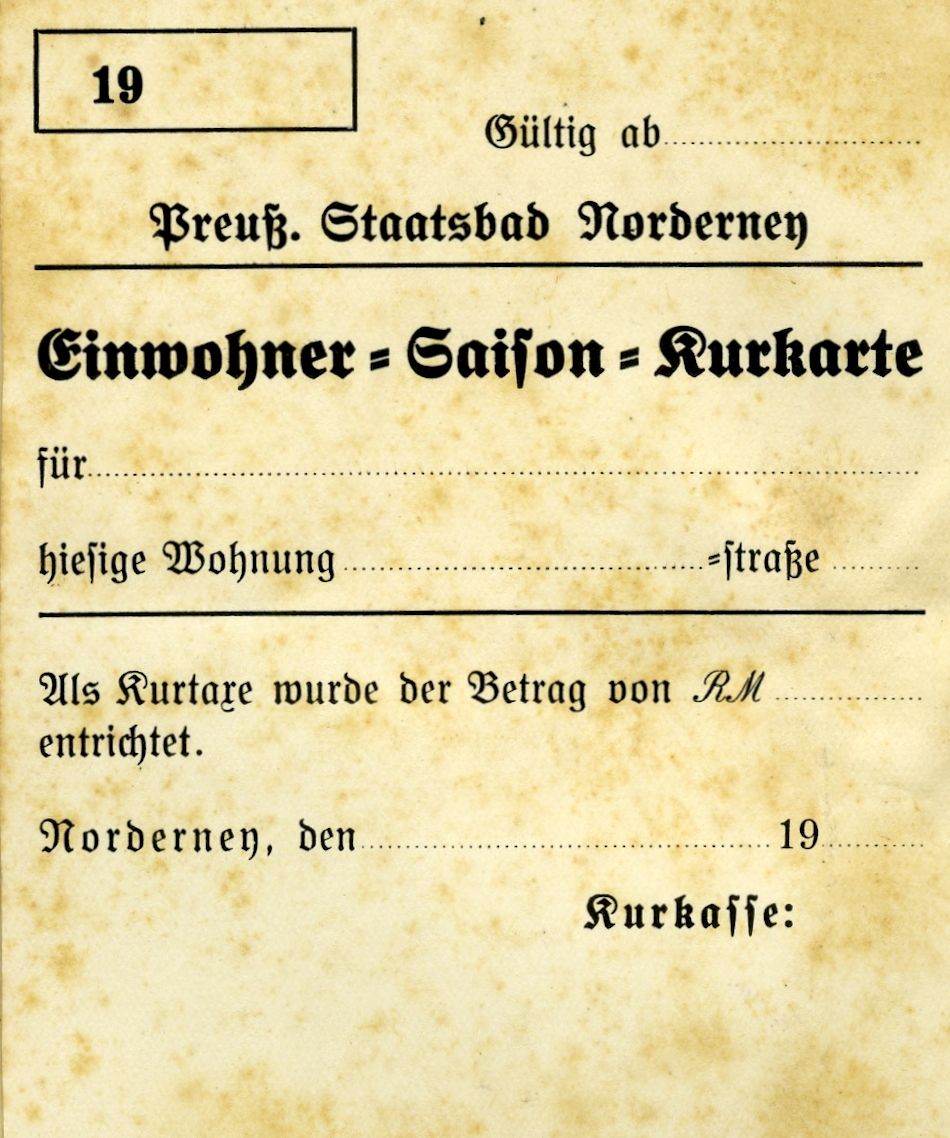 Einwohner-Saison-Kurkarte 1939