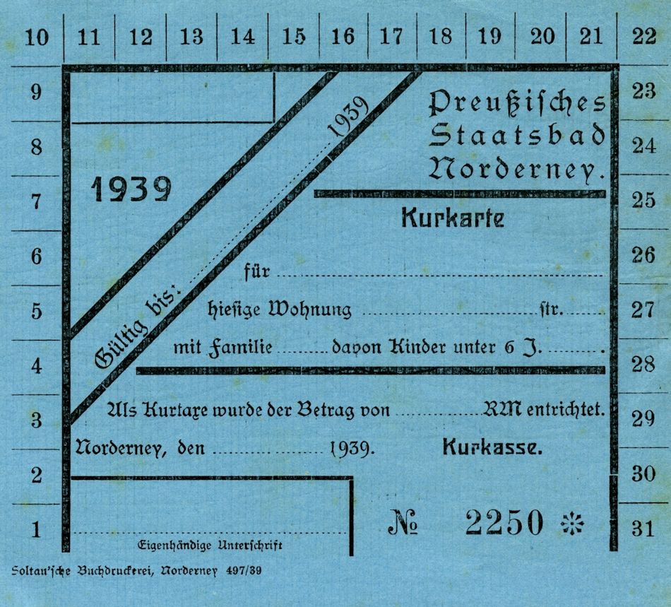 Kurkarte 1939