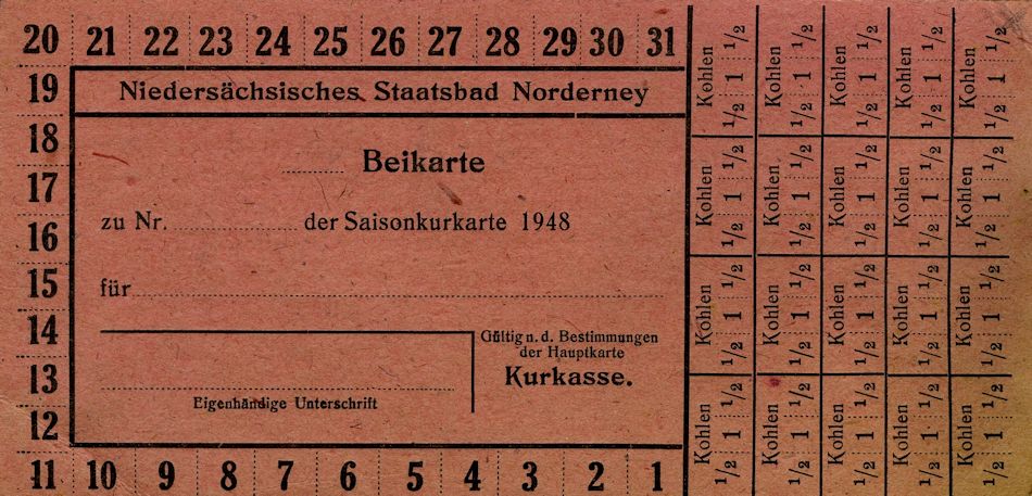 Beikarte zur Saisonkurkarte 1948