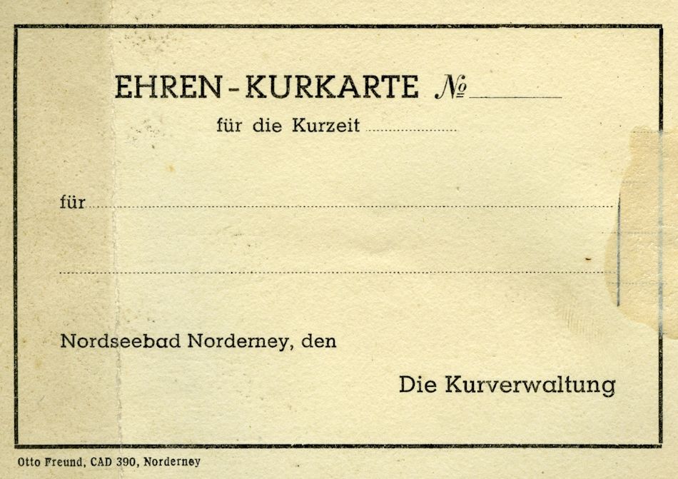 Rückseite der Ehren-Kurkarte 1948