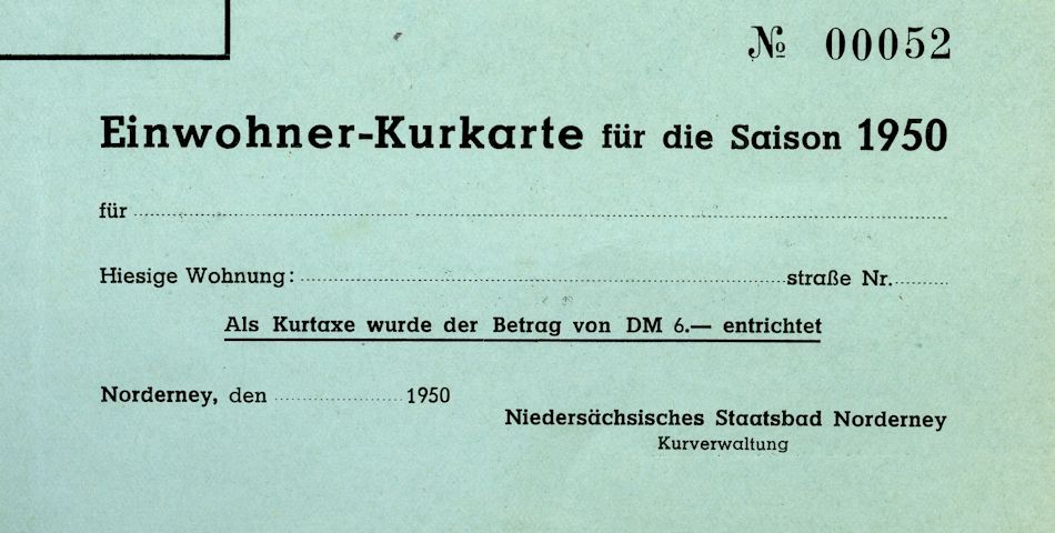 Einwohner-Kurkarte 1950