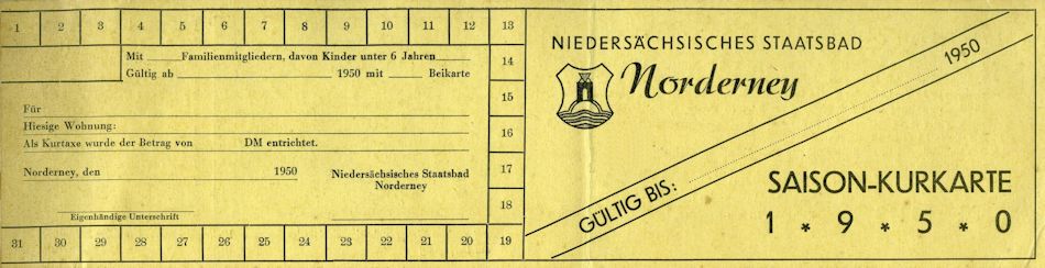 Saison-Kurkarte 1950