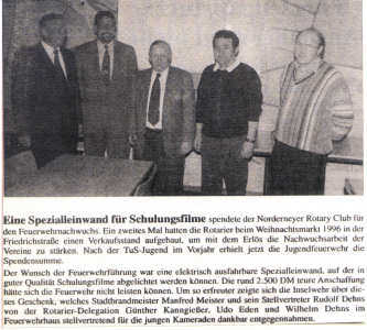 Der Rotary Club spendet 2.500,-- DM / 18.03.1997