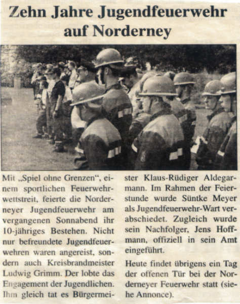 10 Jahre Jugendfeuerwehr auf Norderney - 10.08.2002