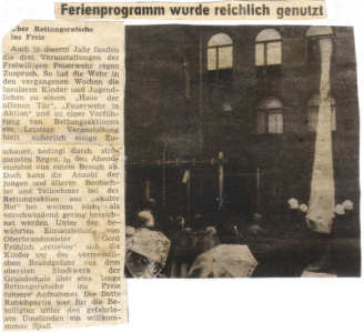 Auch die Feuerwehr hatte im Ferienprogramm für Schulkinder ein Angebot. - 15.08.1979