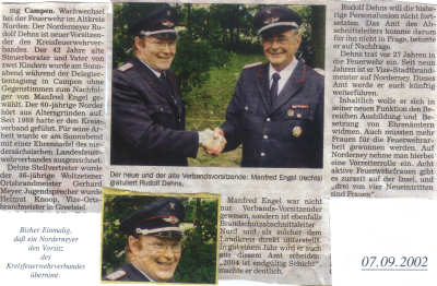 Wachwechsel bei Feuerwehr im Altkreis. - 07.09.2002