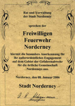 Ehrung der F.F. Norderney am 08.01.2006