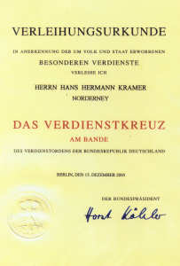Bundesverdienstkreuz für Hans-Hermann Kramer - Verleihung am 06.03.2006