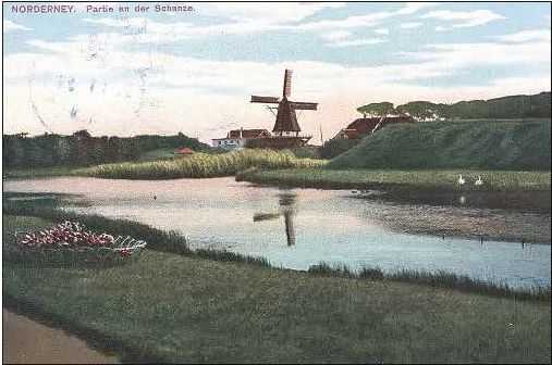 Napoleonschanze mit Norderneyer Mühle um 1910