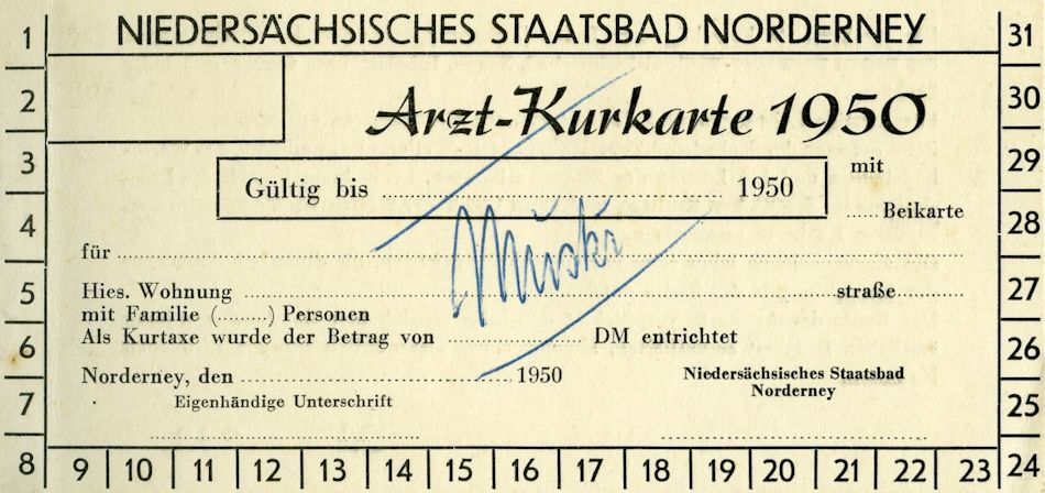 Arzt-Kurkarte 1950