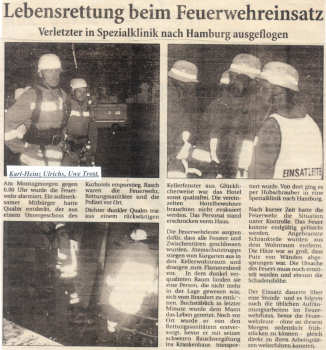 Brand in der Personalwohnung im Kurhotel an der Weststrandstraße 4 - 01.09.2003